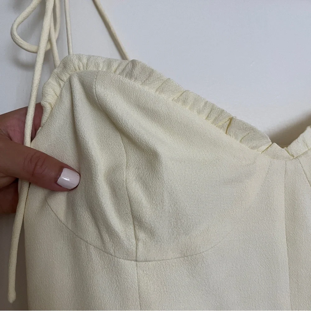 Aritzia Wilfred Fable Whipped Butter Yellow Pastel Viscose Rayon Mini Dress sz 6 - Picture 7 of 14